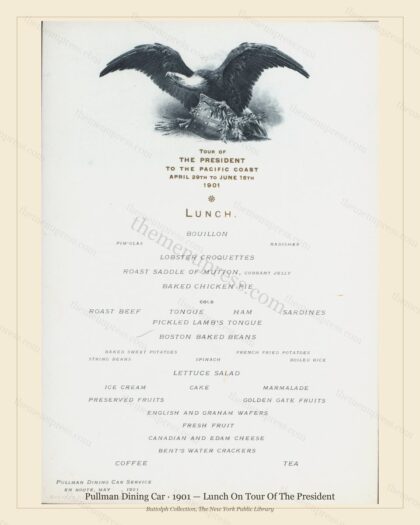 Vintage menu preview — 1901 Vintage Lunch Menu — Pullman Dining Car, American Rail Dining Car (Complete