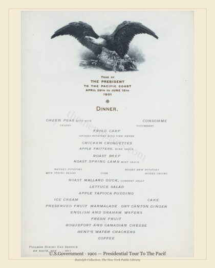 1901 Vintage Dining Car Menu — U.S.Government, American Rail Dining Car — preview image