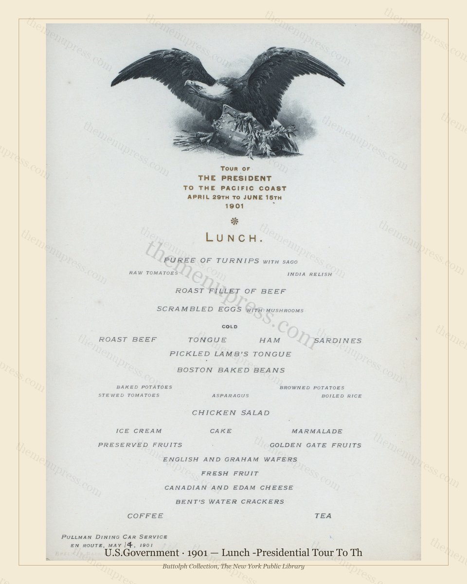 Vintage menu preview — 1901 Vintage Lunch Menu — U.S.Government, American Rail Dining Car (Complete 2-P