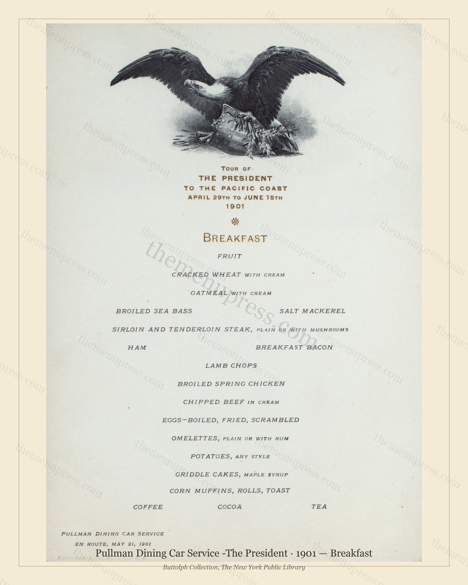 Vintage menu preview — 1901 Vintage Breakfast Menu — Pullman Dining Car Service -the Pre, American Rail