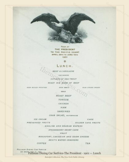Vintage menu preview — 1901 Vintage Lunch Menu — Pullman Dining Car Serfvice-the Pre, American Rail Din