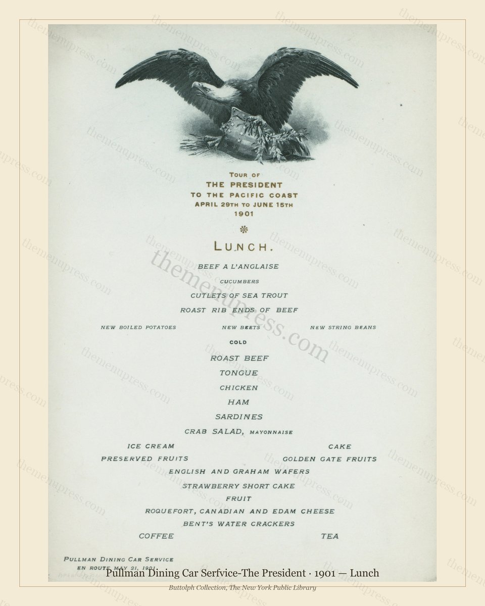 Vintage menu preview — 1901 Vintage Lunch Menu — Pullman Dining Car Serfvice-the Pre, American Rail Din