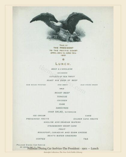 1901 Vintage Lunch Menu — Pullman Dining Car Serfvice-the Pre, American Rail Dining Car — preview image