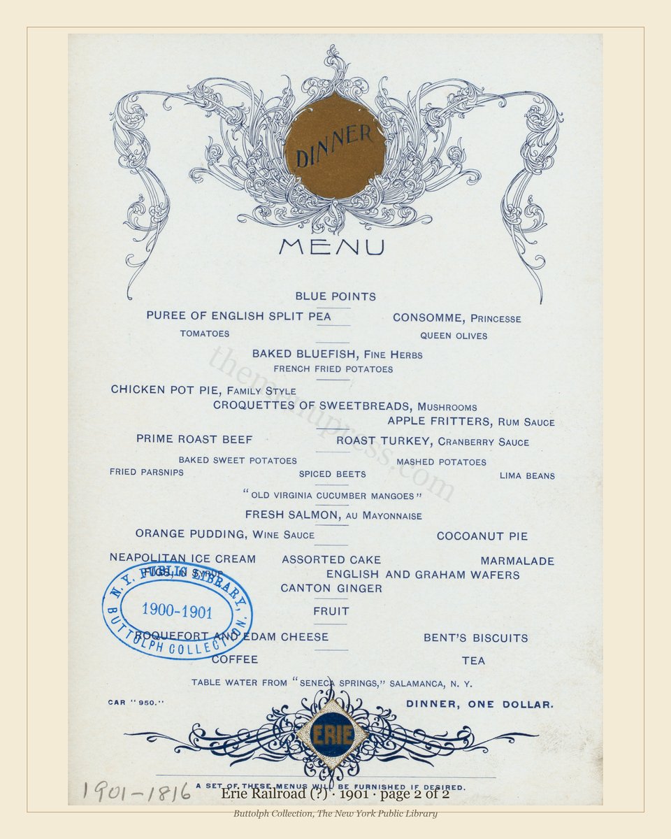 Vintage menu — page 2 of 2
