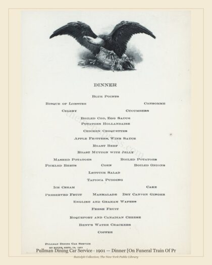 Pullman Dining Car Service · 1901 — Dinner [On Funeral Train Of Pr