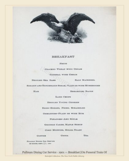 Pullman Dining Car Service · 1901 — Breakfast [On Funeral Train Of