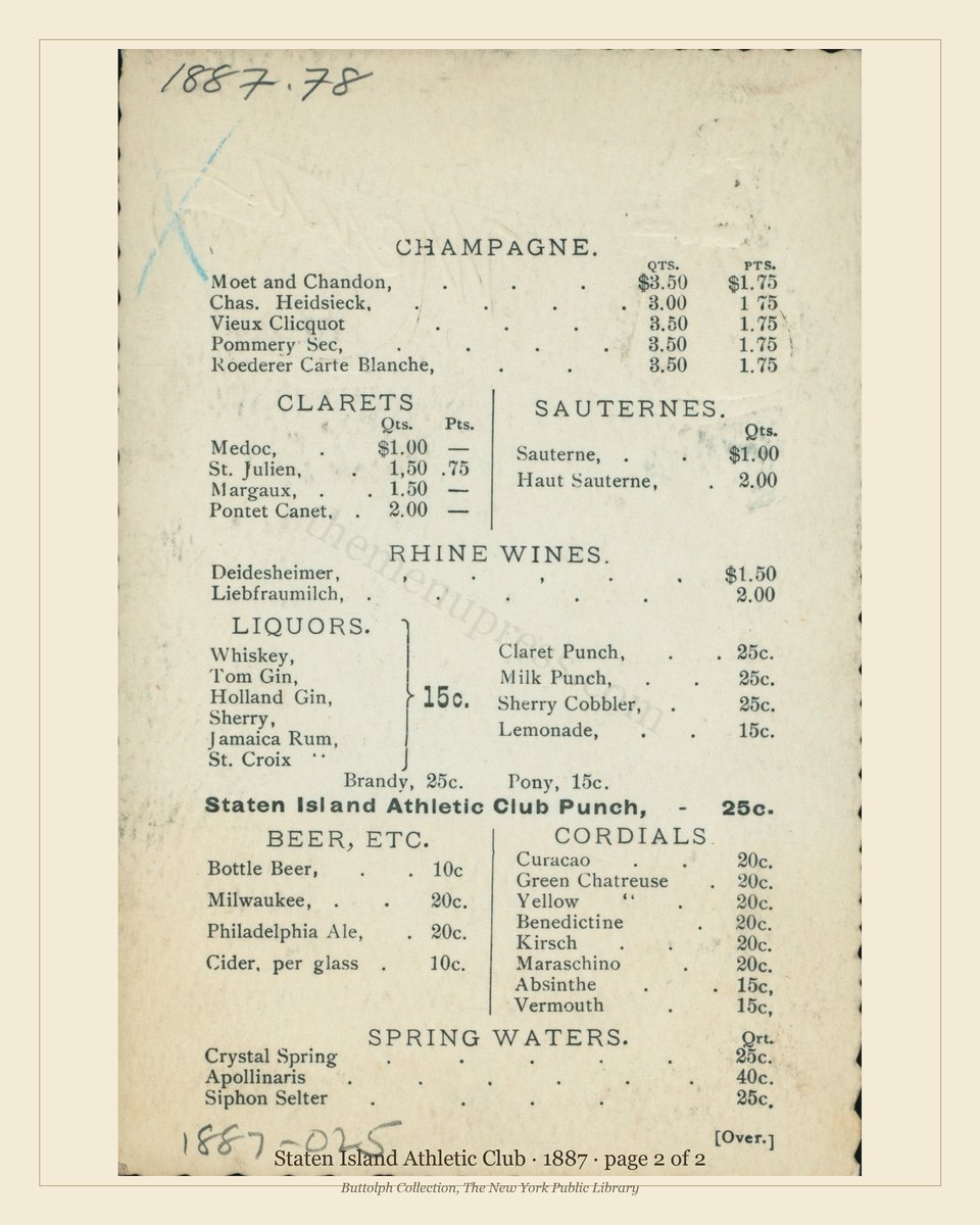Vintage menu — page 2 of 2