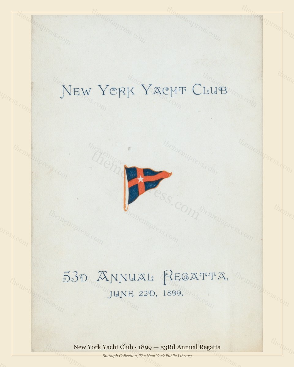 Vintage menu preview — 1899 Vintage Dinner Menu — New York Yacht Club, Athletic & Yacht Club Card