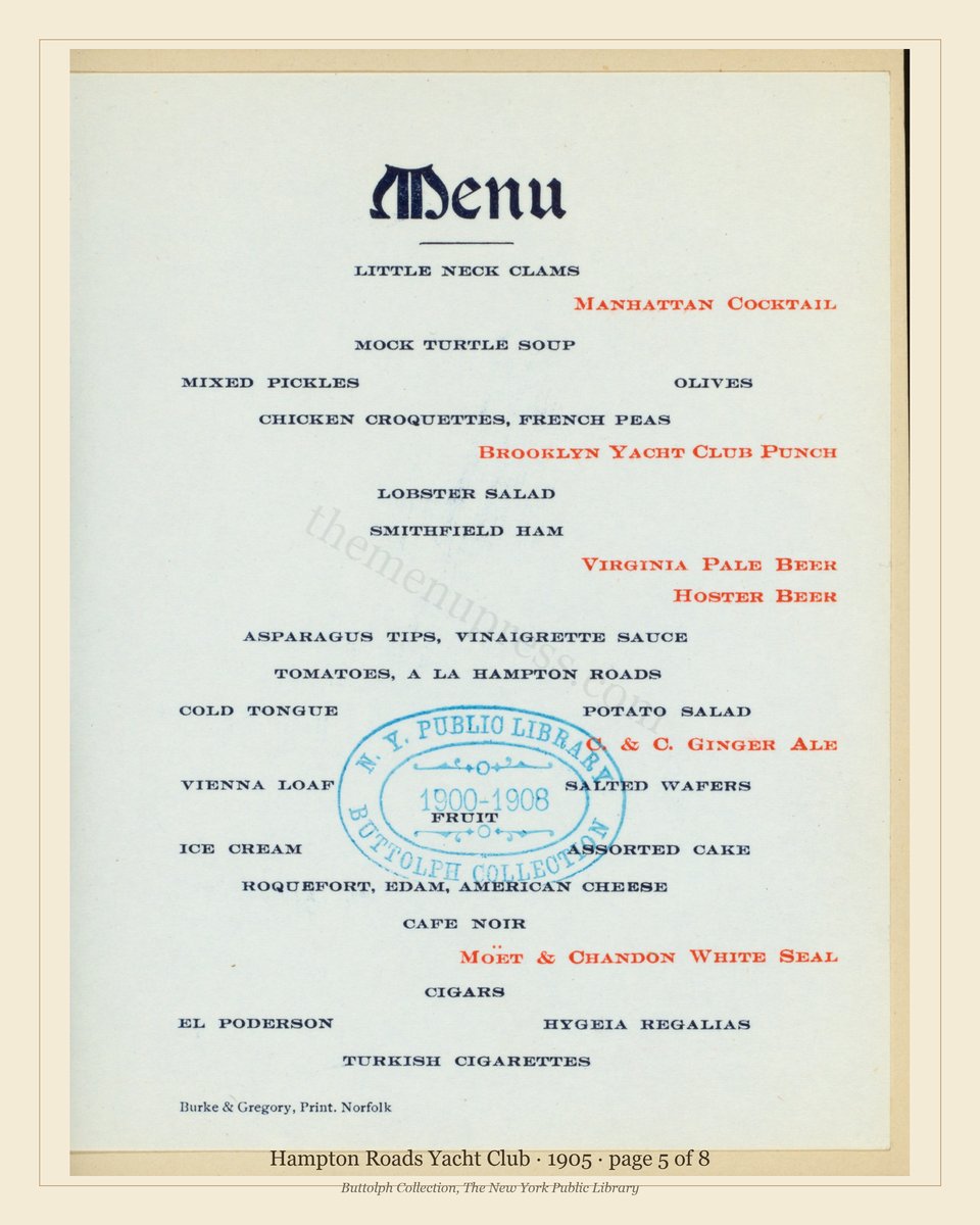 Vintage menu — page 5 of 8