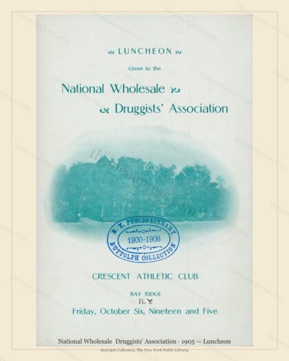 Vintage menu preview — 1905 Vintage Lunch Menu — National Wholesale Druggists' Associatio, Athletic &am