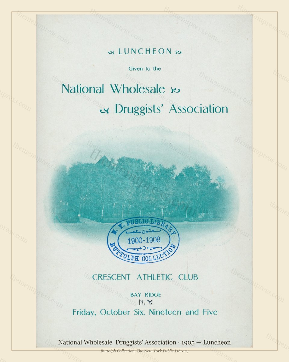 Vintage menu preview — 1905 Vintage Lunch Menu — National Wholesale Druggists' Associatio, Athletic &am