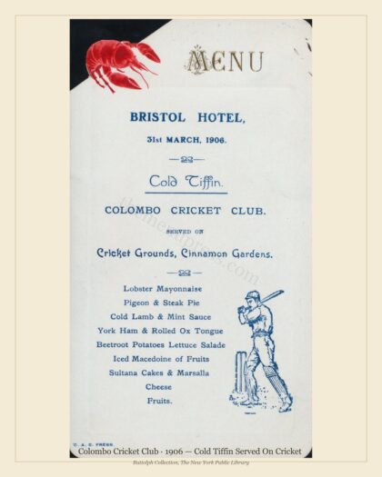 Colombo Cricket Club · 1906 — Cold Tiffin Served On Cricket