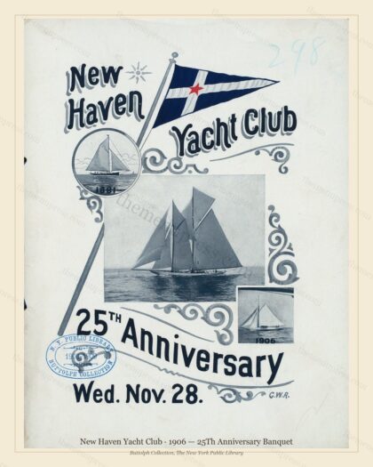 Vintage menu preview — 1906 Vintage Banquet Menu — New Haven Yacht Club, Athletic & Yacht Club Card