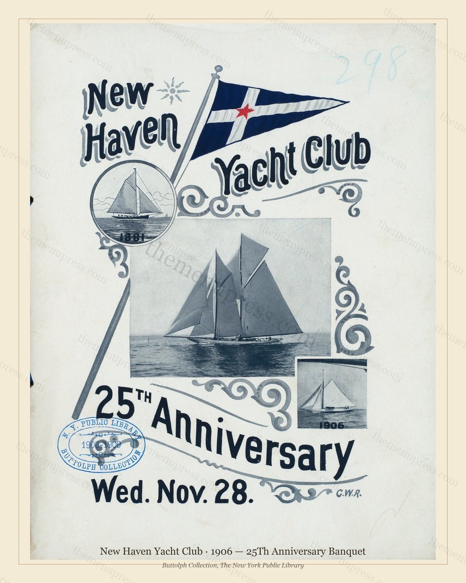 Vintage menu preview — 1906 Vintage Banquet Menu — New Haven Yacht Club, Athletic & Yacht Club Card