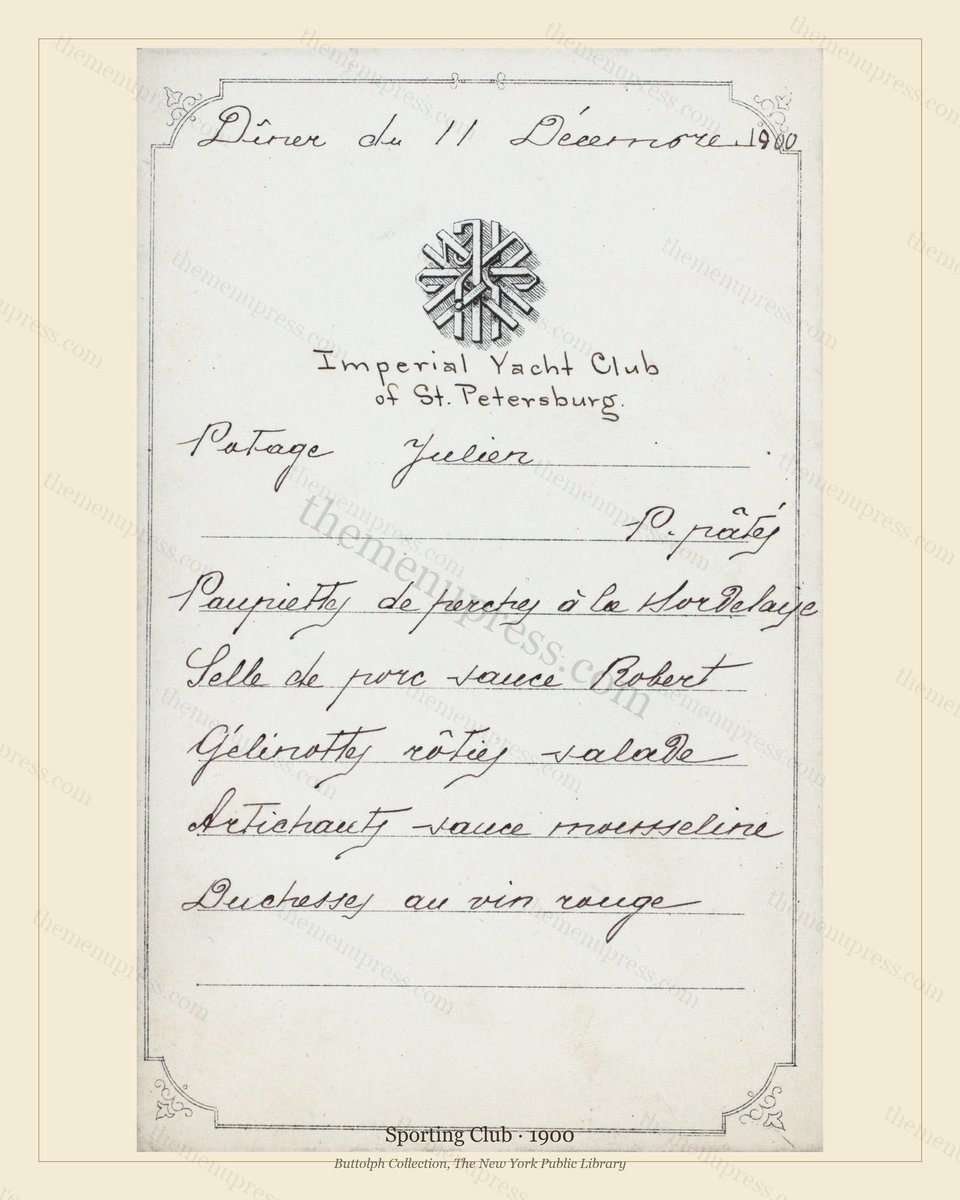 Vintage menu preview — 1900 Vintage Dinner Menu — Vintage Sporting Club, Athletic & Yacht Club Card