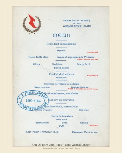 Out-Of-Town Club · 1901 — Semi-Annual Dinner