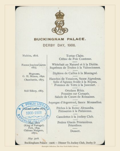 Buckingham Palace · 1906 — Dinner To Jockey Club, Derby D
