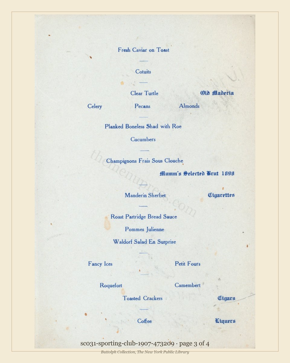 Vintage menu — page 3 of 4