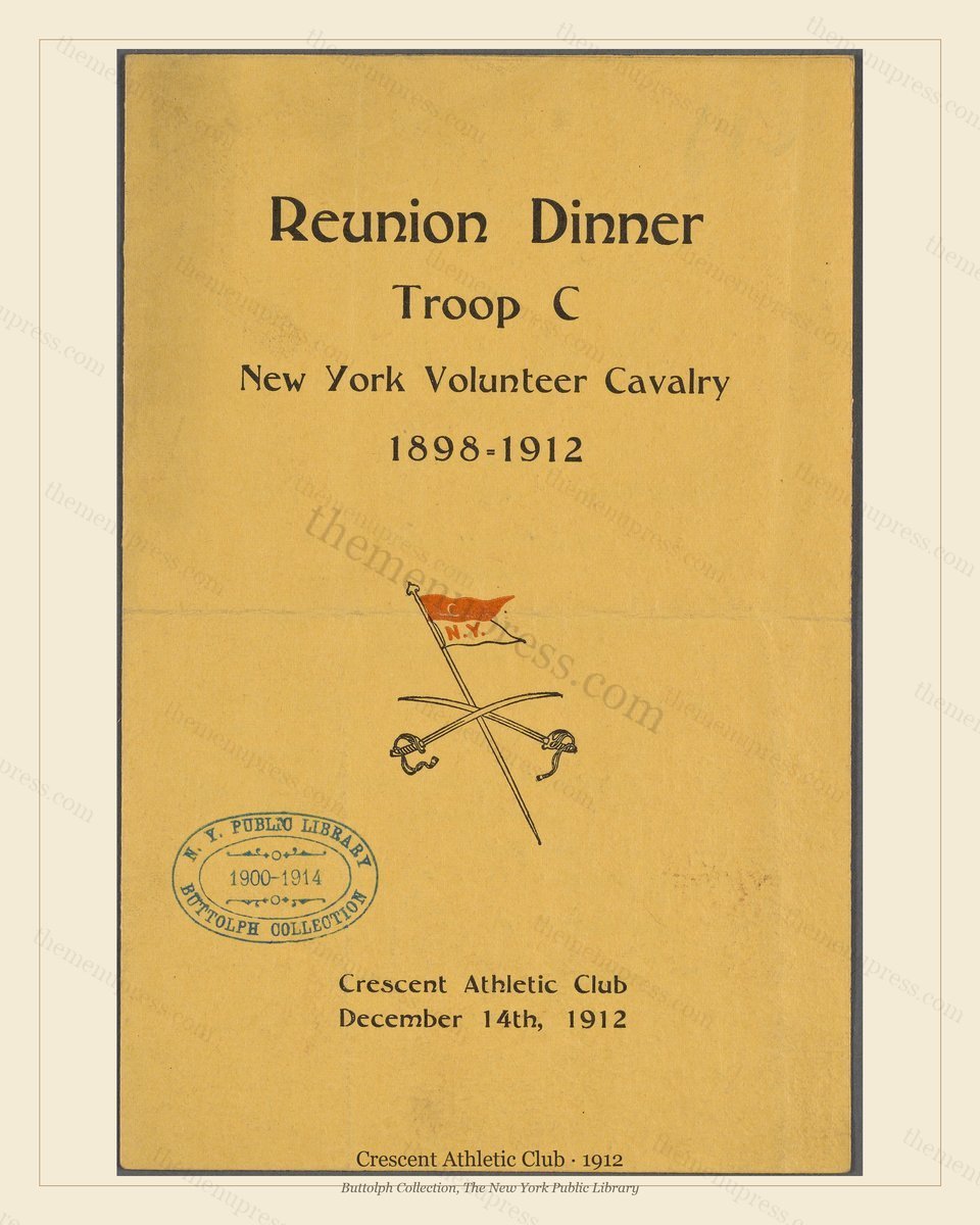 Vintage menu preview — 1912 Vintage Dinner Menu — Crescent Athletic Club, Athletic & Yacht Club Car
