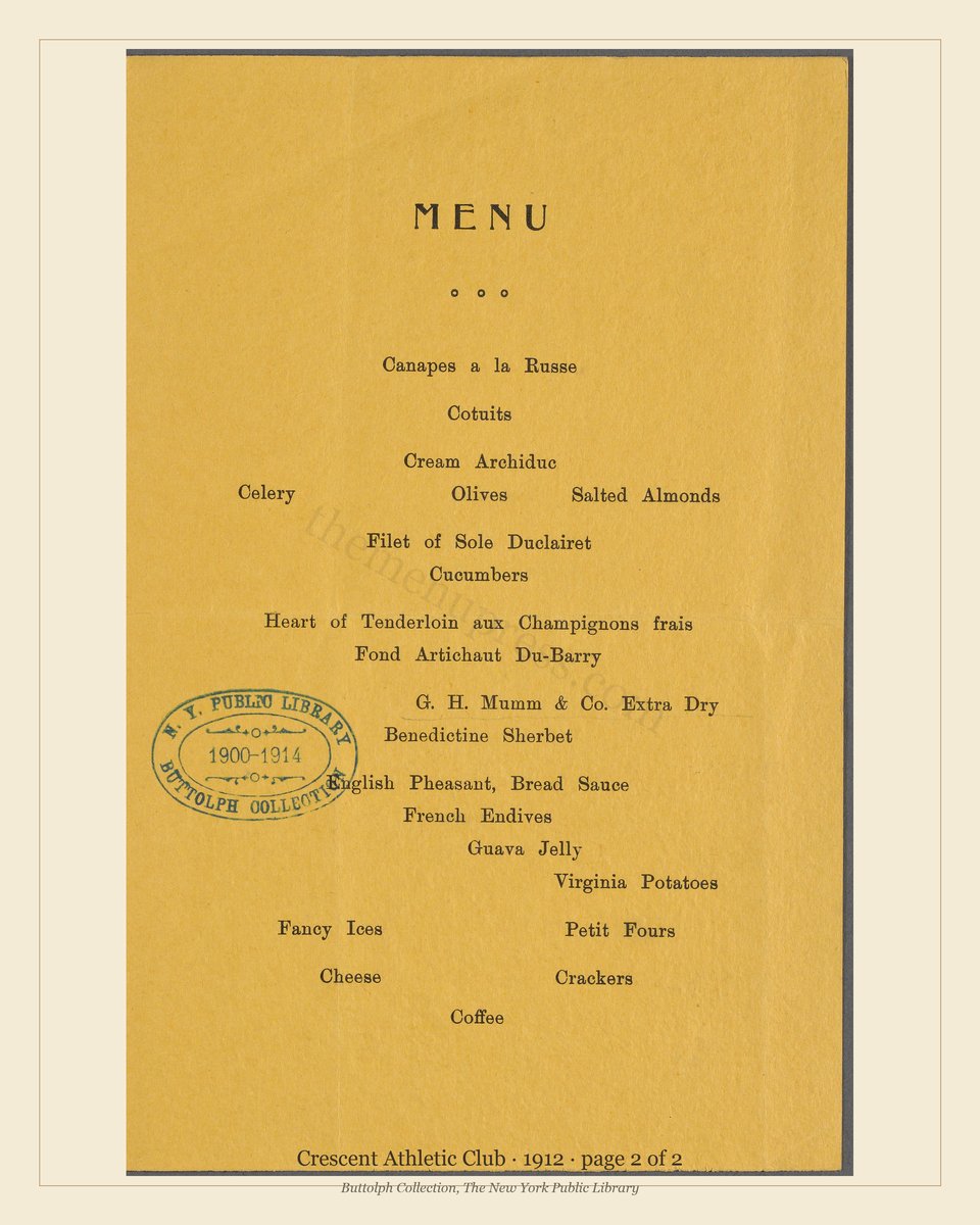 Vintage menu — page 2 of 2