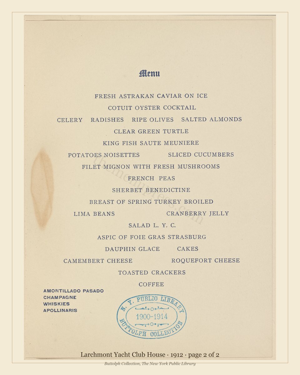 Vintage menu — page 2 of 2