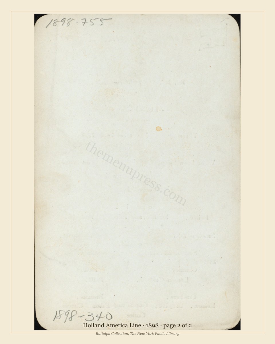 Vintage menu — page 2 of 2