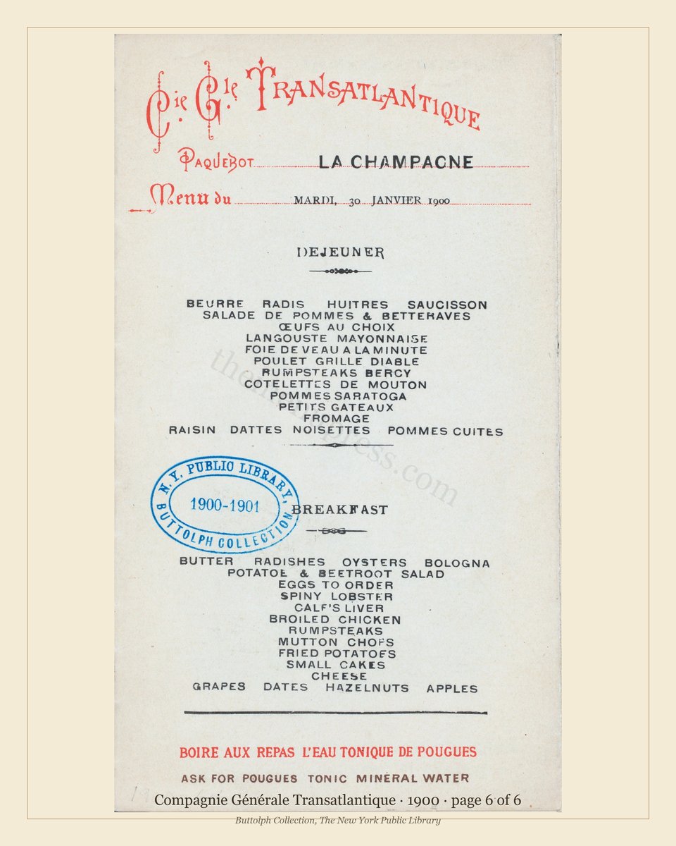 Vintage menu — page 5 of 5