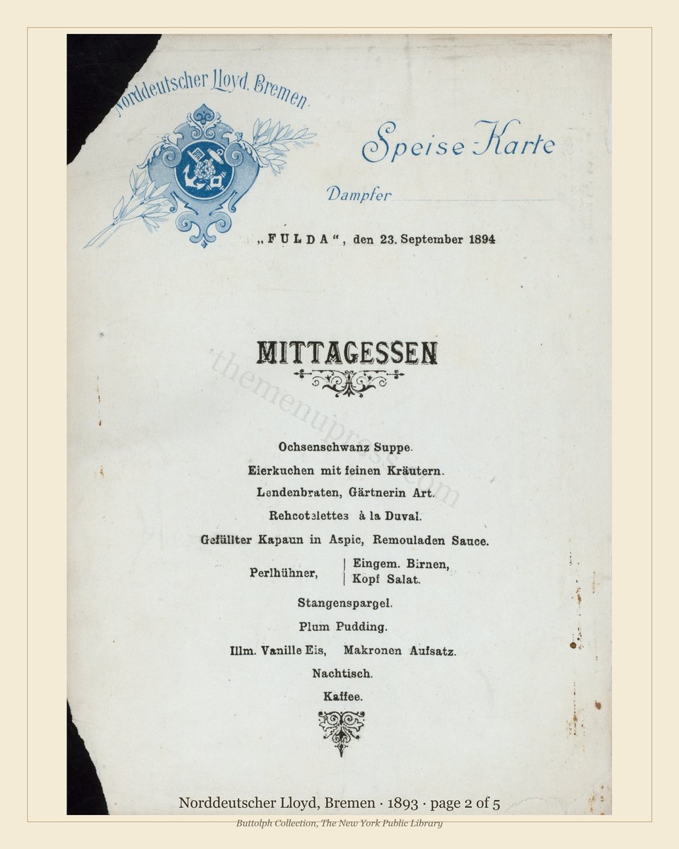 Vintage menu — page 2 of 5