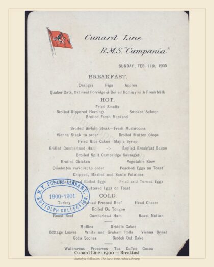Cunard Line · 1900 — Breakfast
