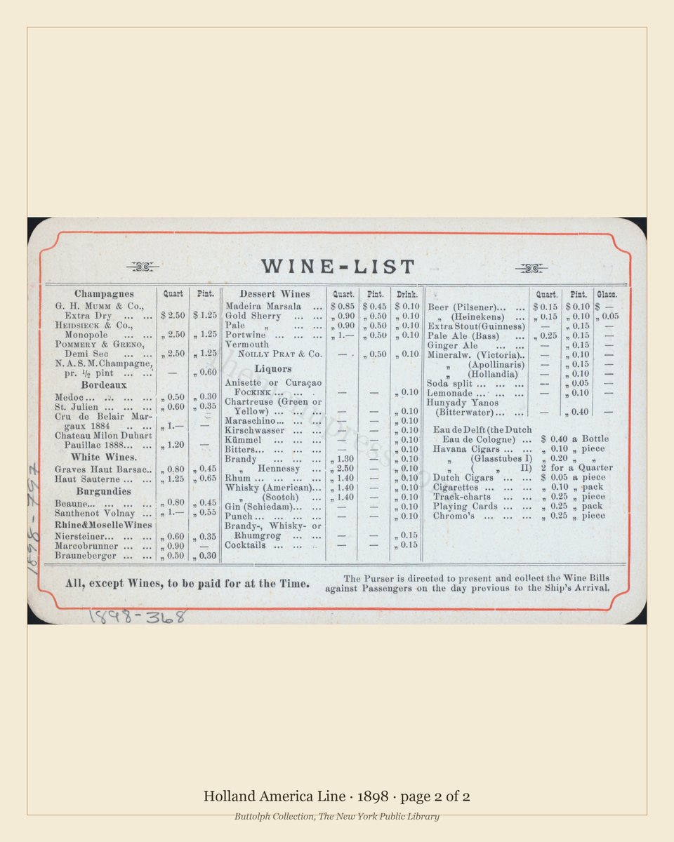Vintage menu — page 2 of 2