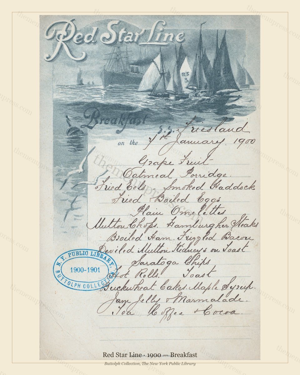 Vintage menu preview — 1900 Vintage Breakfast Menu — Red Star Line, Transatlantic Ocean Liner Card (Com