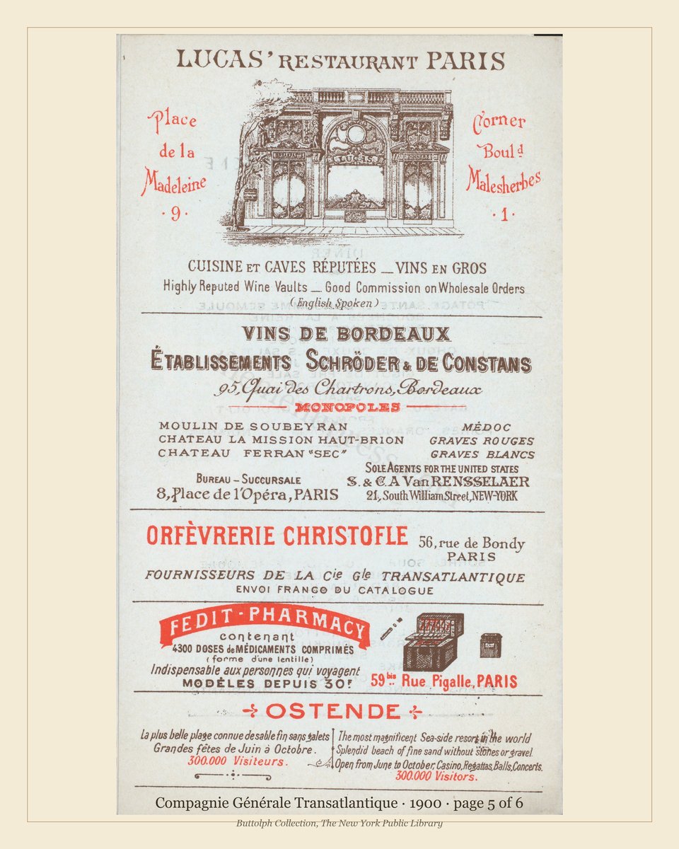 Vintage menu — page 5 of 6