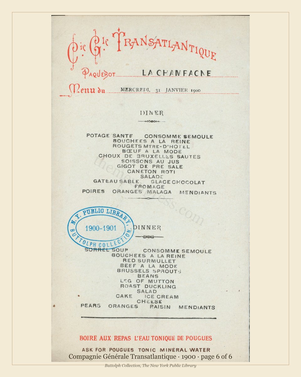 Vintage menu — page 6 of 6