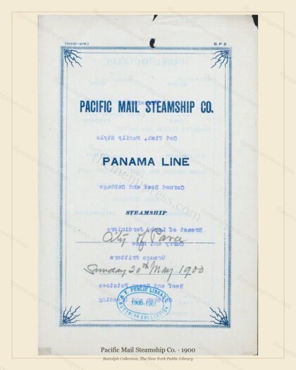 Vintage menu preview — 1900 Vintage Menu Menu — Pacific Mail Steamship Co., Transatlantic Ocean Liner C