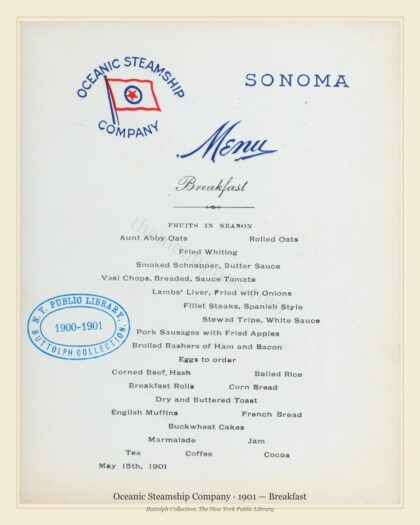 Oceanic Steamship Company · 1901 — Breakfast