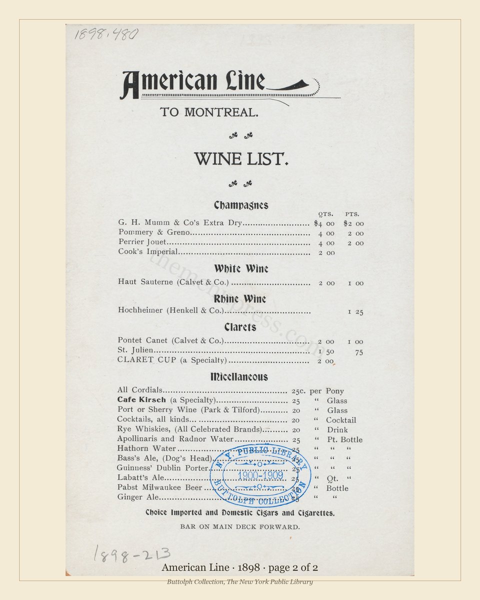Vintage menu — page 2 of 2