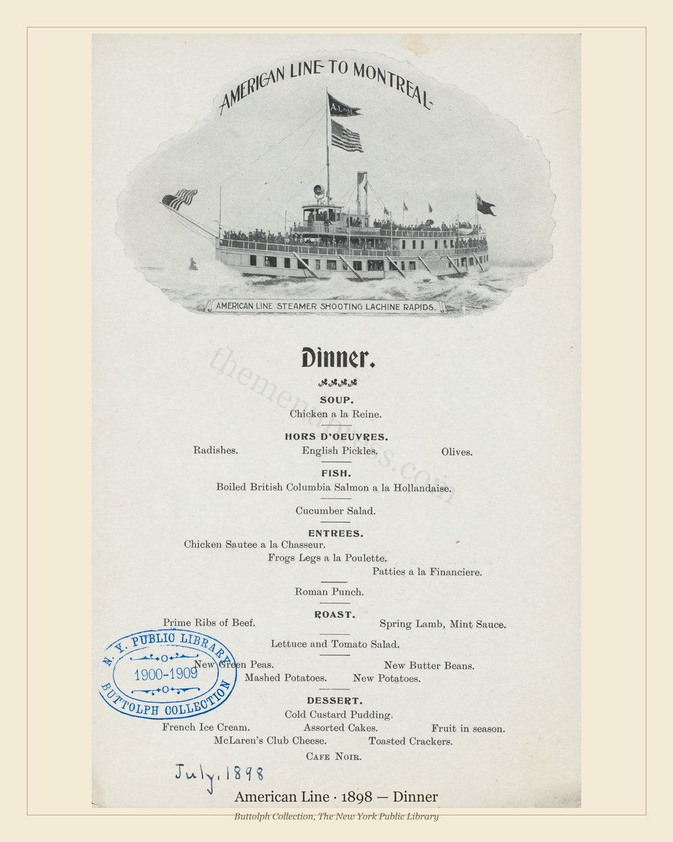 American Line · 1898 — Dinner