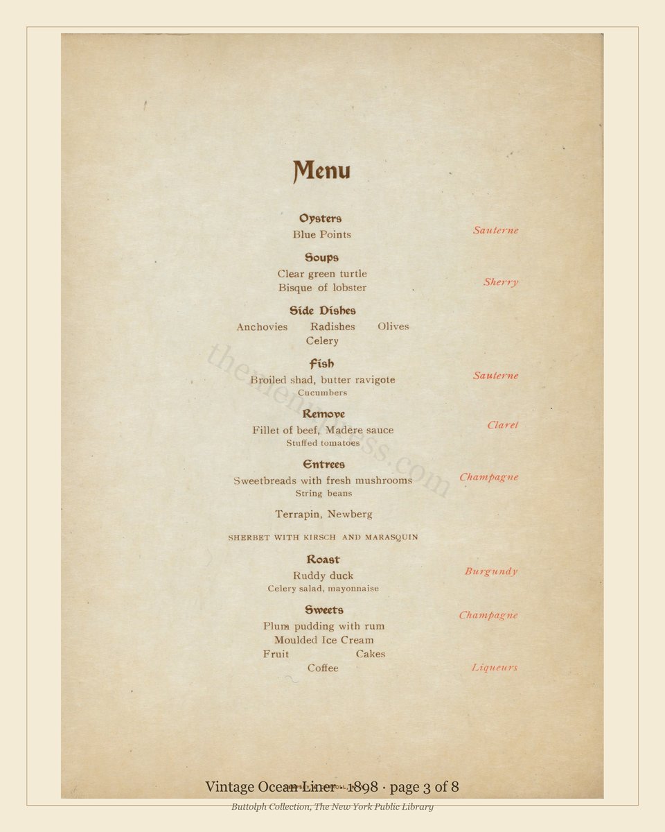 Vintage menu — page 3 of 6