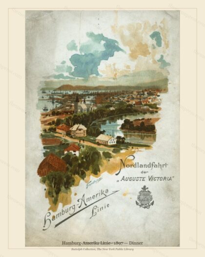 Vintage menu preview — 1897 Vintage Dinner Menu — Hamburg-Amerika Linie, Transatlantic Ocean Liner Card