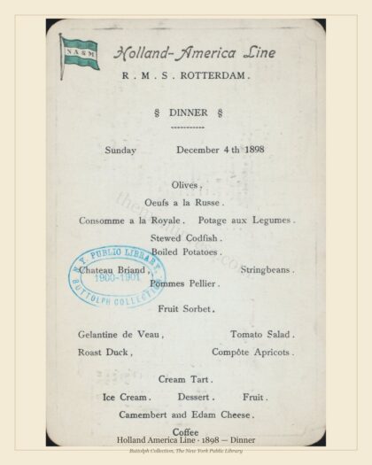 Holland America Line · 1898 — Dinner