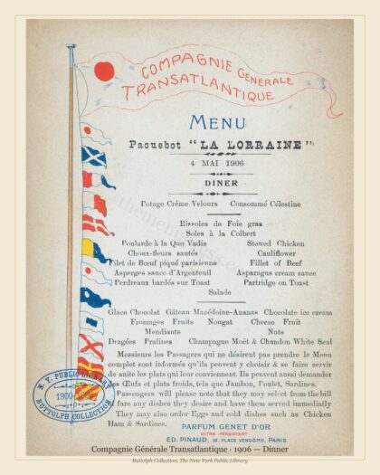 Compagnie Générale Transatlantique · 1906 — Dinner