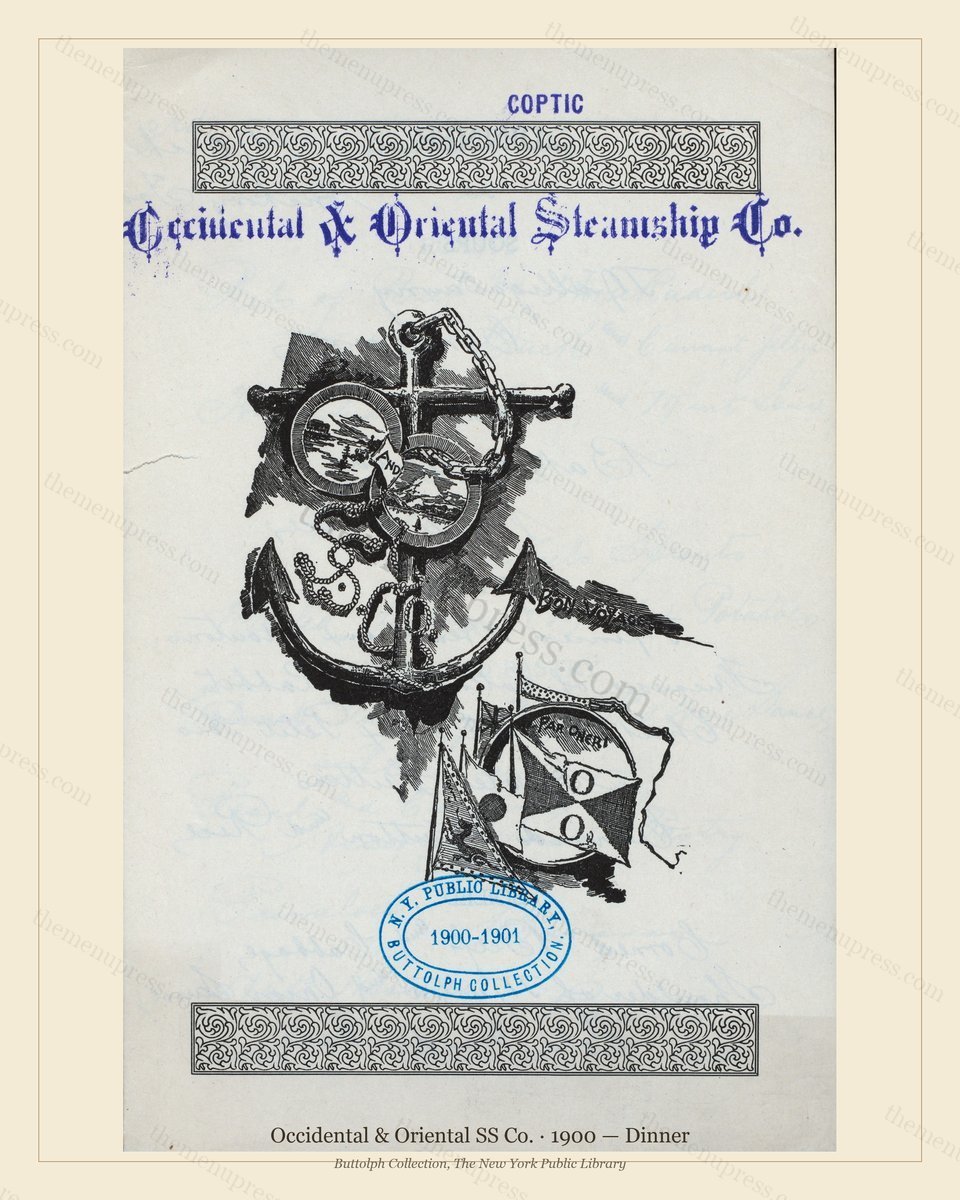 Vintage menu preview — 1900 Vintage Dinner Menu — Occidental & Oriental SS Co., Transatlantic Ocean
