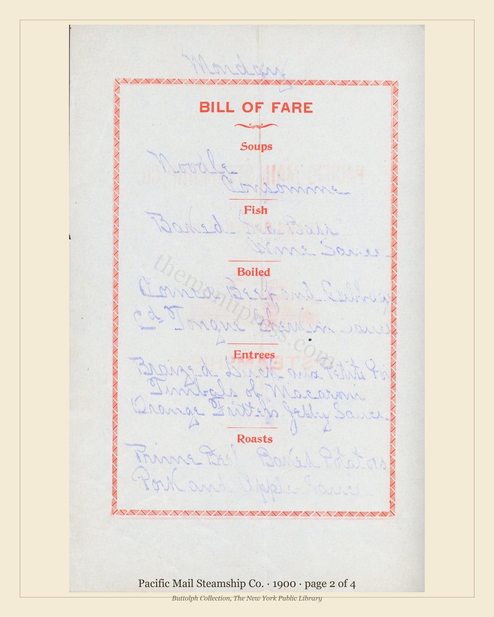 Vintage menu — page 2 of 4