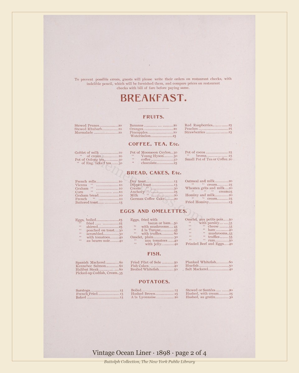 Vintage menu — page 2 of 4