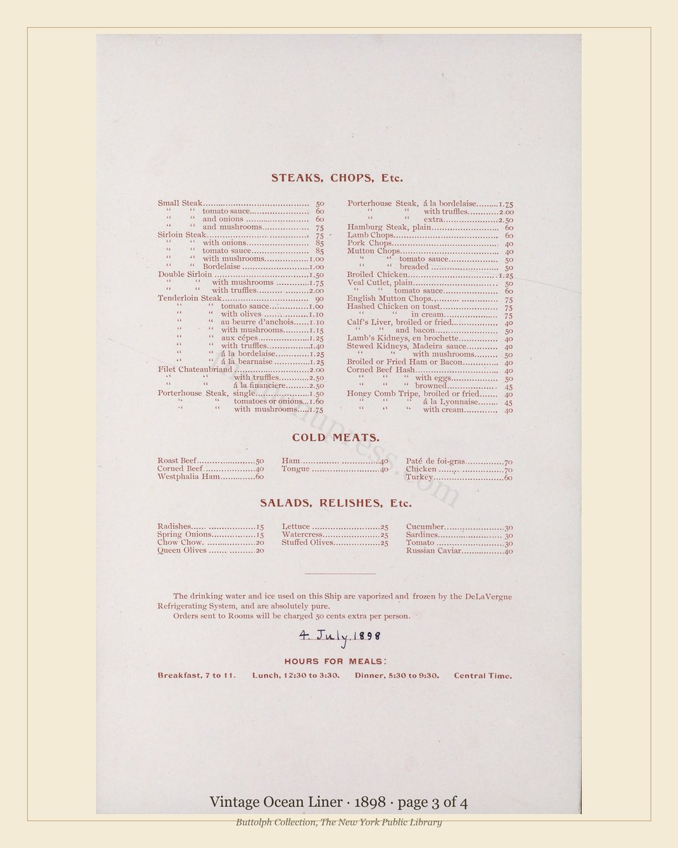 Vintage menu — page 3 of 4