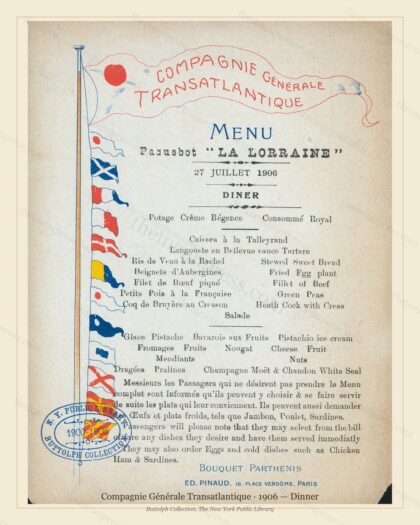 Vintage menu preview — French Line Trio — 3 Vintage CGT Menus