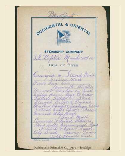 Occidental & Oriental SS Co. · 1900 — Breakfast