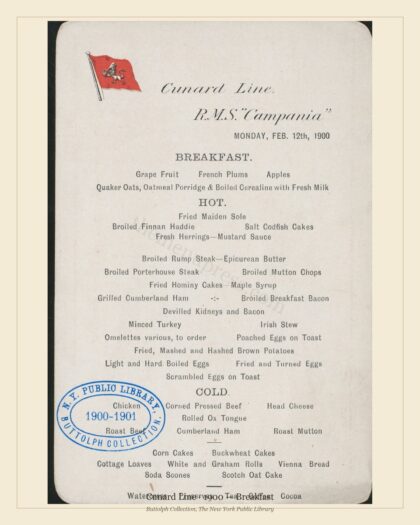 Cunard Line · 1900 — Breakfast