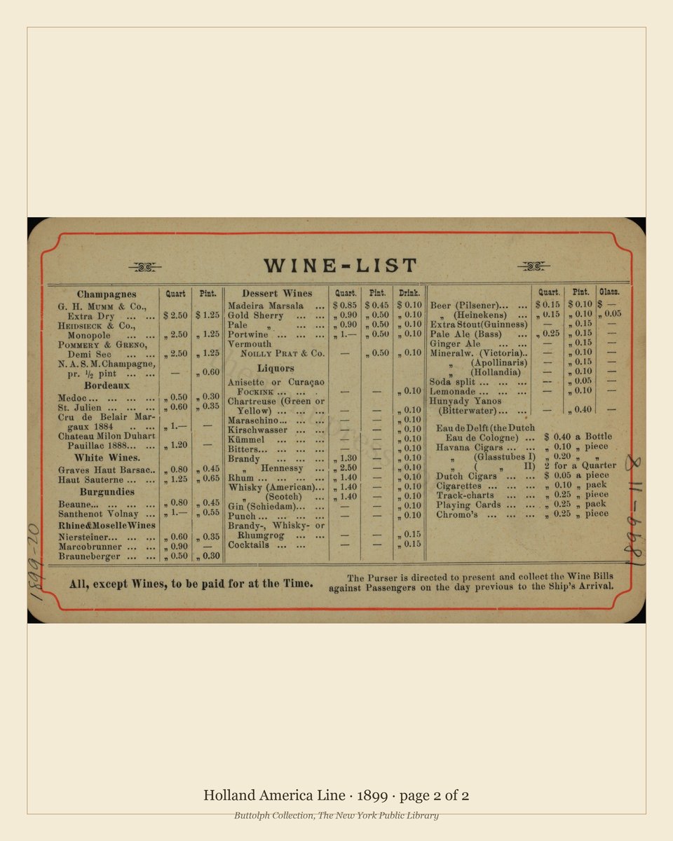 Vintage menu — page 2 of 2