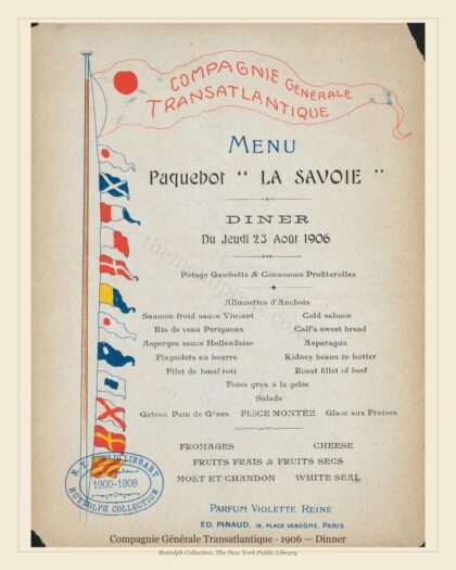Compagnie Générale Transatlantique · 1906 — Dinner
